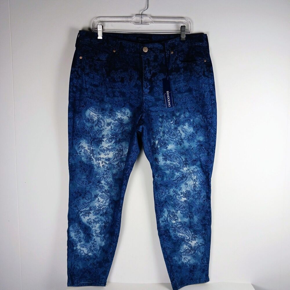 Bandolino Jeans Women's 14 Lisbeth Curvy Paisley Crop Ombre Gradient Boho NWT
